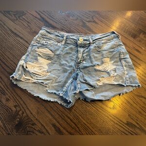 American Eagle Outfitters Light Blue Distressed Jean Shorts